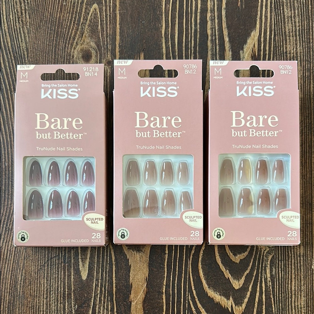 Kiss Bare but Better Press-On Nails - Nude Shades - 3 Sets